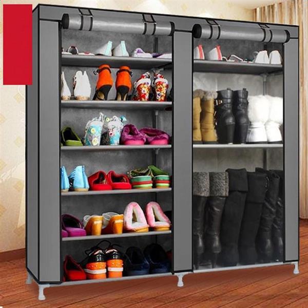 US Local Double Row 9-grid Non-woven Shoe Cabinet