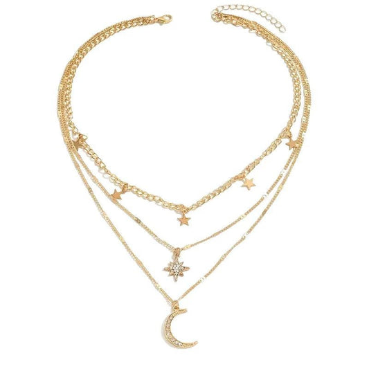Multi-layer Sexy Crescent XINGX-shaped Necklace Women's Classic