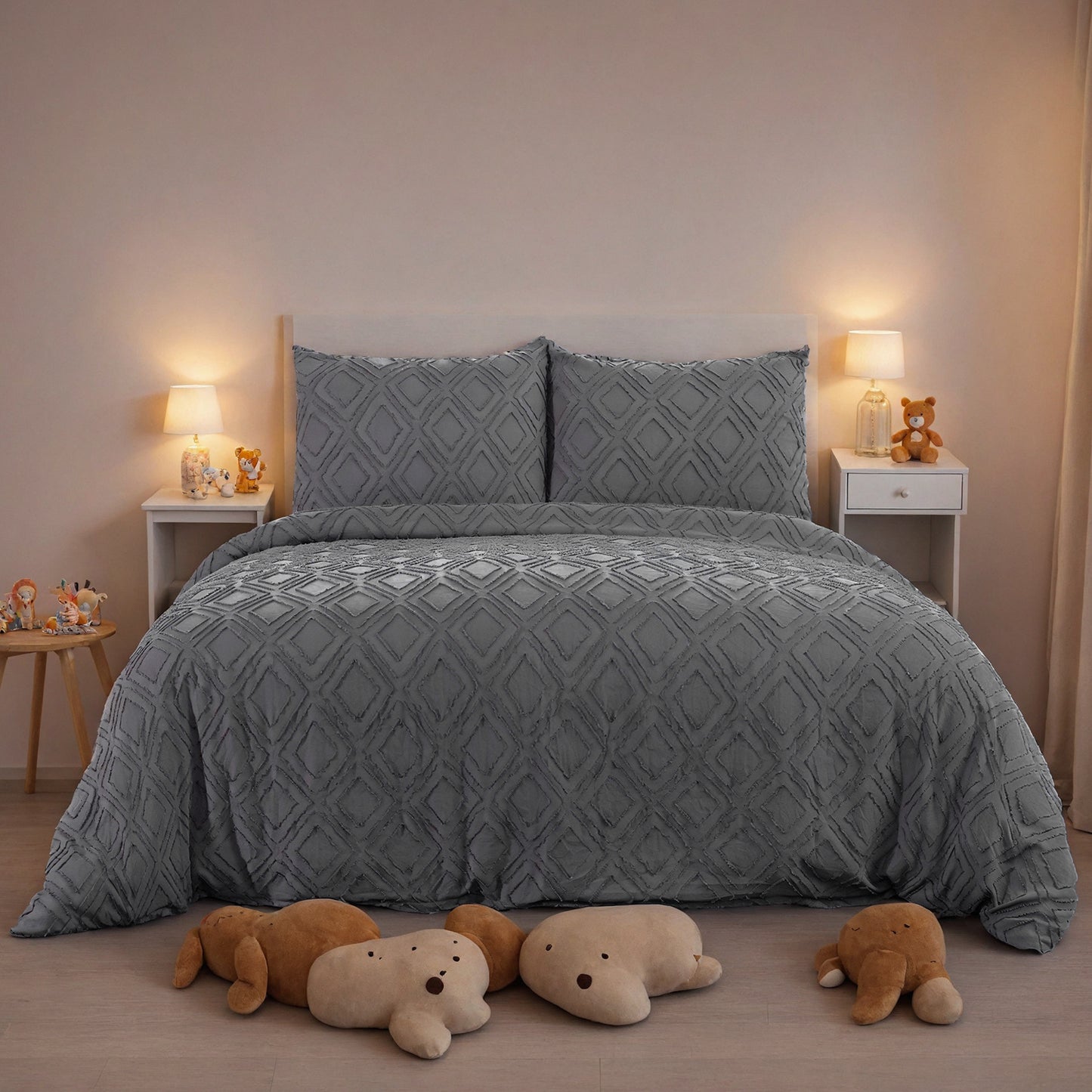 US Local Bohemian Style Quilt Cover Set, Cut Flower Quilt Cover, Tufted Quilt Cover Three-piece Set, One Quilt Cover And Two Pillowcases, Washable And Machine Washable Without Shrinkage, Suitable For Hotels