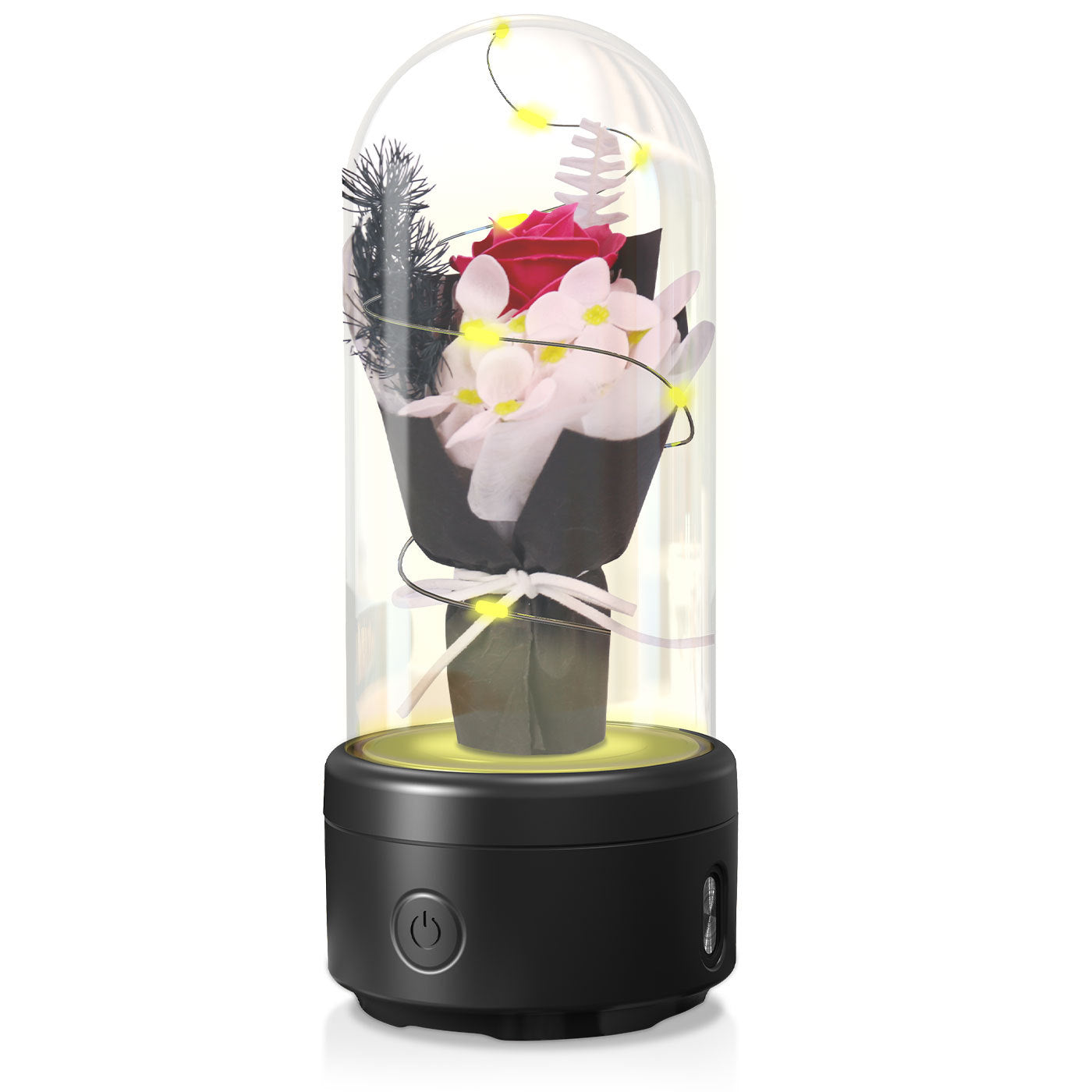 USA Local Creative 2 In 1 Bouquet LED Light And Bluetooth-compatible Speaker Mother's Day Gift Rose Luminous Night Light Ornament In Glass Cover
