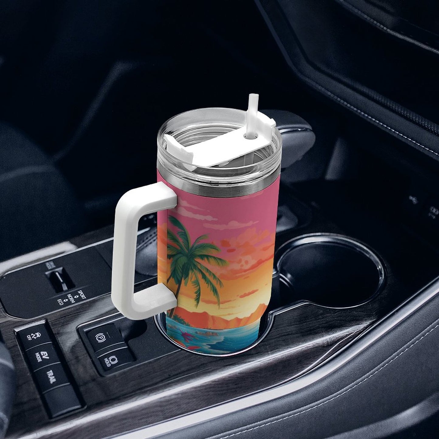 PHDT00514 POD US Local Tumbler 40oz Large Capacity Car Cup Island, Beautiful, Sunset