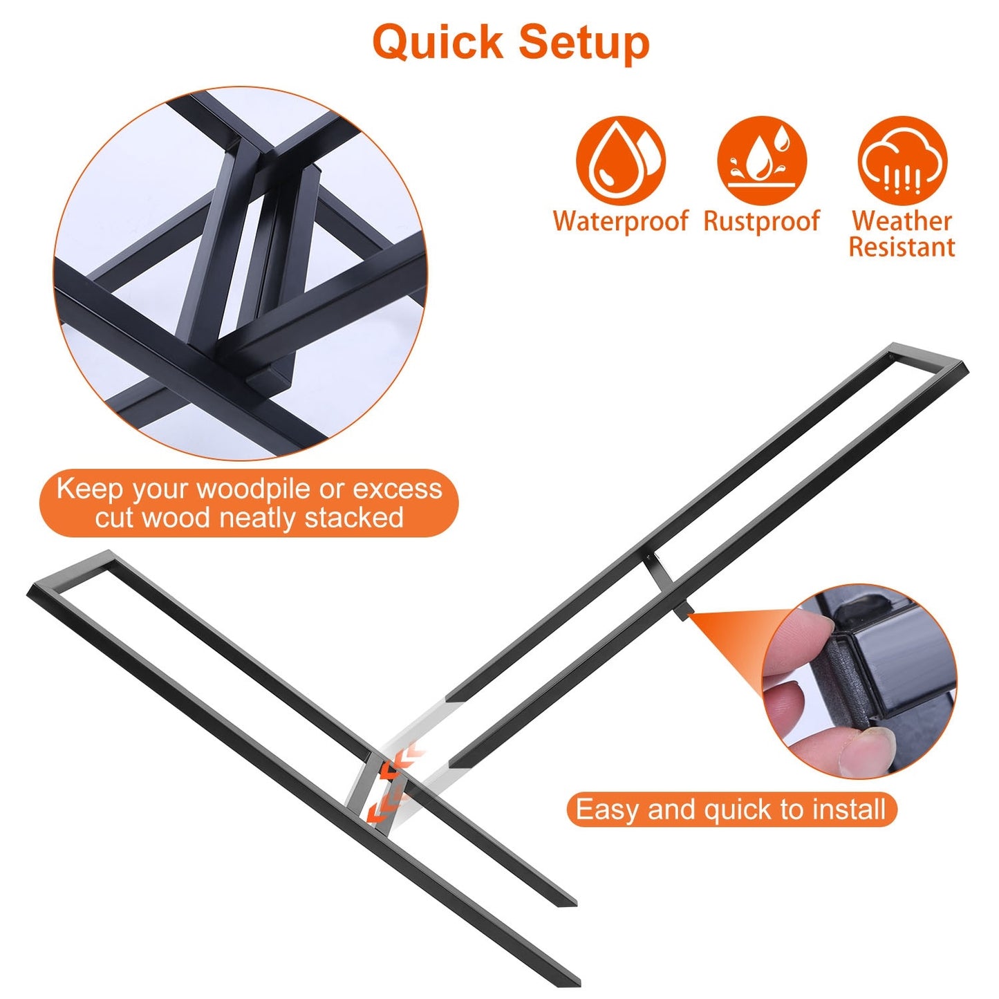 US Local 1 Pc Firewood Log Rack 220LBS Steel Wood Lumber Storage Stacking Rack X Shape Storage Holder For Fireplace Firepit