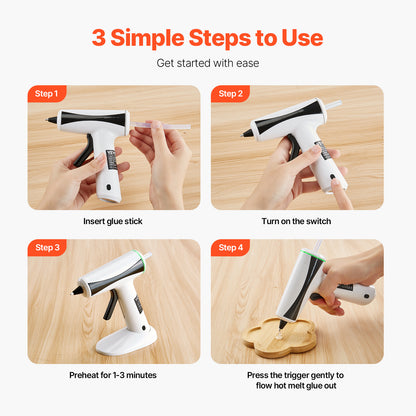 US Local VEVOR Hot Glue Gun, Rechargeable Cordless Glue Gun, Mini Wireless Hot Glue Gun Kit With 2200mAh Battery, 20 Pcs Glue Sticks, Fast Preheating & High Temp, For Crafts, Arts, DIY, Quick Home Repairs