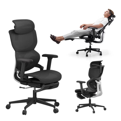US Local Ergonomic Office Chair With Footrest Home Office Chair With Soft Rubber Lumbar Support Tilt Mesh Computer Chair