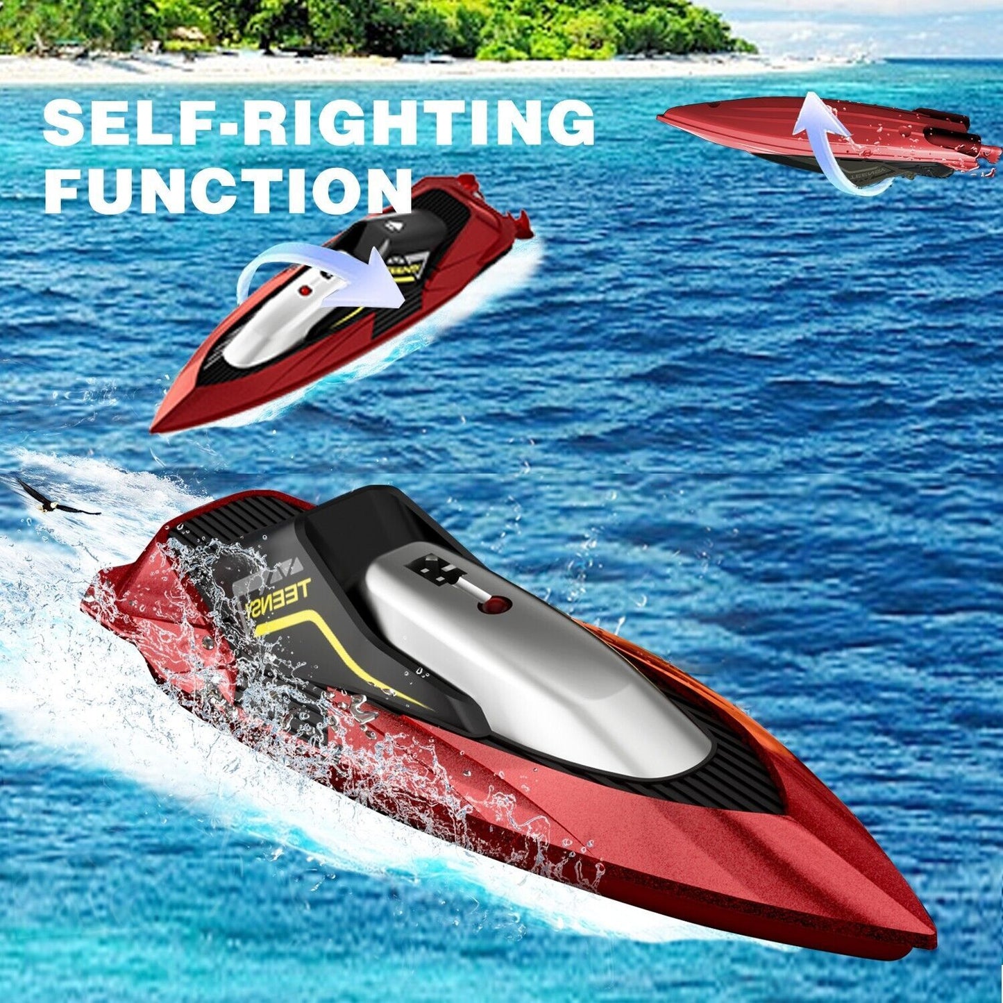 US Local 4DRC S5 Fast RC Boat For Pools And Lakes, 2.4 GHz 20- MPH Racing Boats For Kids