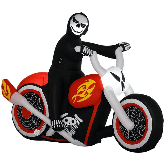 CA Local 6' Long Halloween Grim Reaper Flaming Motorcycle Outdoor LED Lighted Airblown Inflatable Decoration Holiday Seaon Garden Lawn Decor