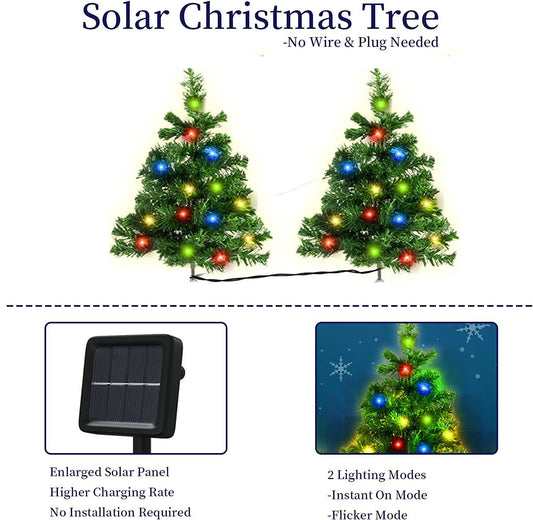 US Local 2,4,6 Pack Solar Christmas Tree Solar Powered Trail Multicolor LED Light Christmas Tree