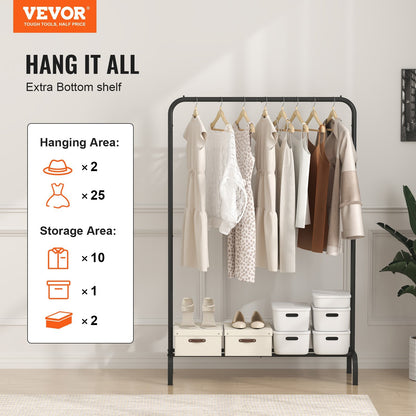 US Local VEVOR Clothes Rack, Heavy Duty Clothing Garment Rack With Hanging Rod And Bottom Storage Area, Clothing Rack For Bedroom Guest Room