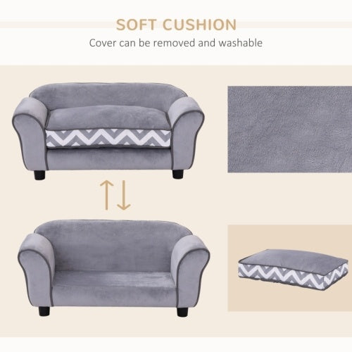 UK Local PawHut Dog Sofa Bed For XS-Sized Dogs, Cat Sofa With Soft Cushion, Pet Chair Lounge With Washable Cover, Removable Legs, Wooden Frame