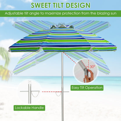 US Local 6.5 Feet Beach Umbrella With Carry Bag Without Weight Base