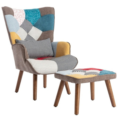 UK Local Multi-colour Lounge Chair With Footrest, Backrest And Cushion, Living Room Lounge Chair Combination