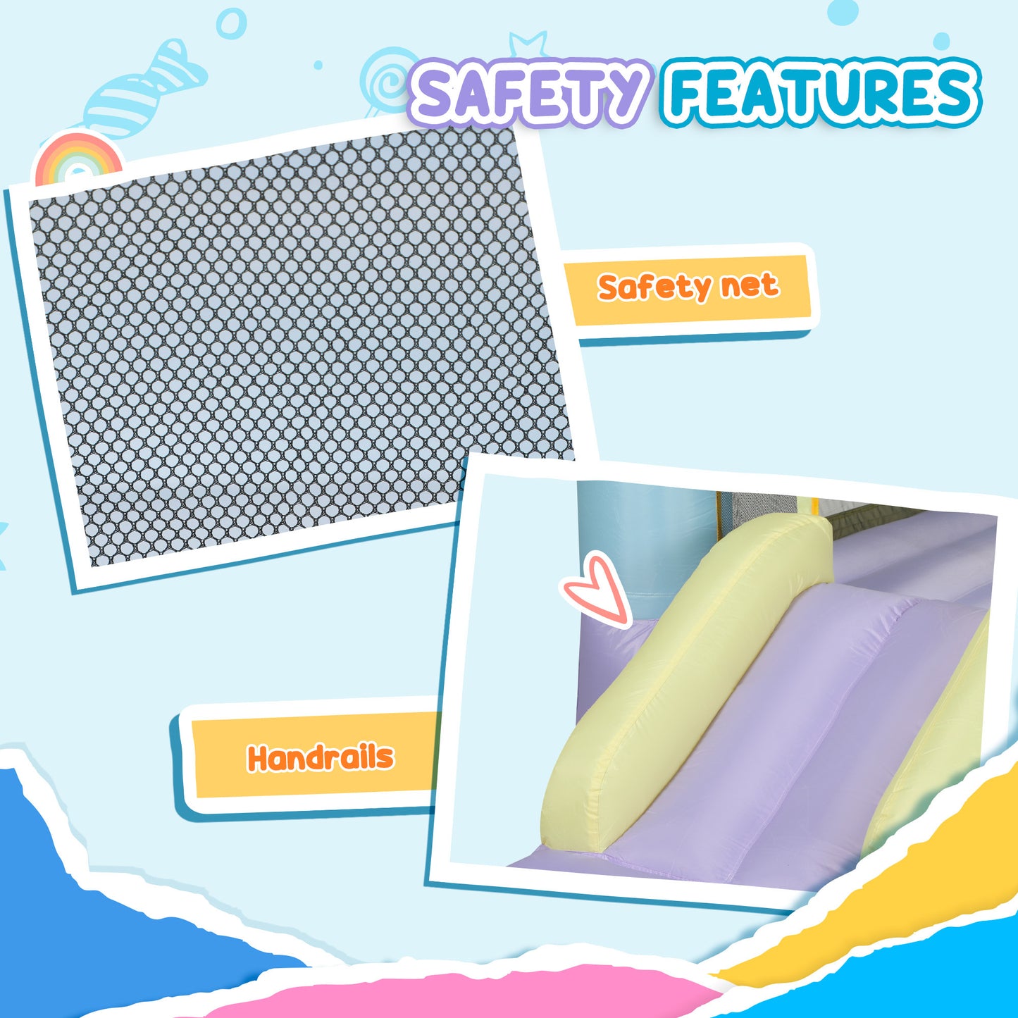 US Local Inflatable Bounce House With Air Blower, Slide, Stakes, Repair Patches, Storage Bag, For Kids Ages 3-8, 98 X 65 X 79