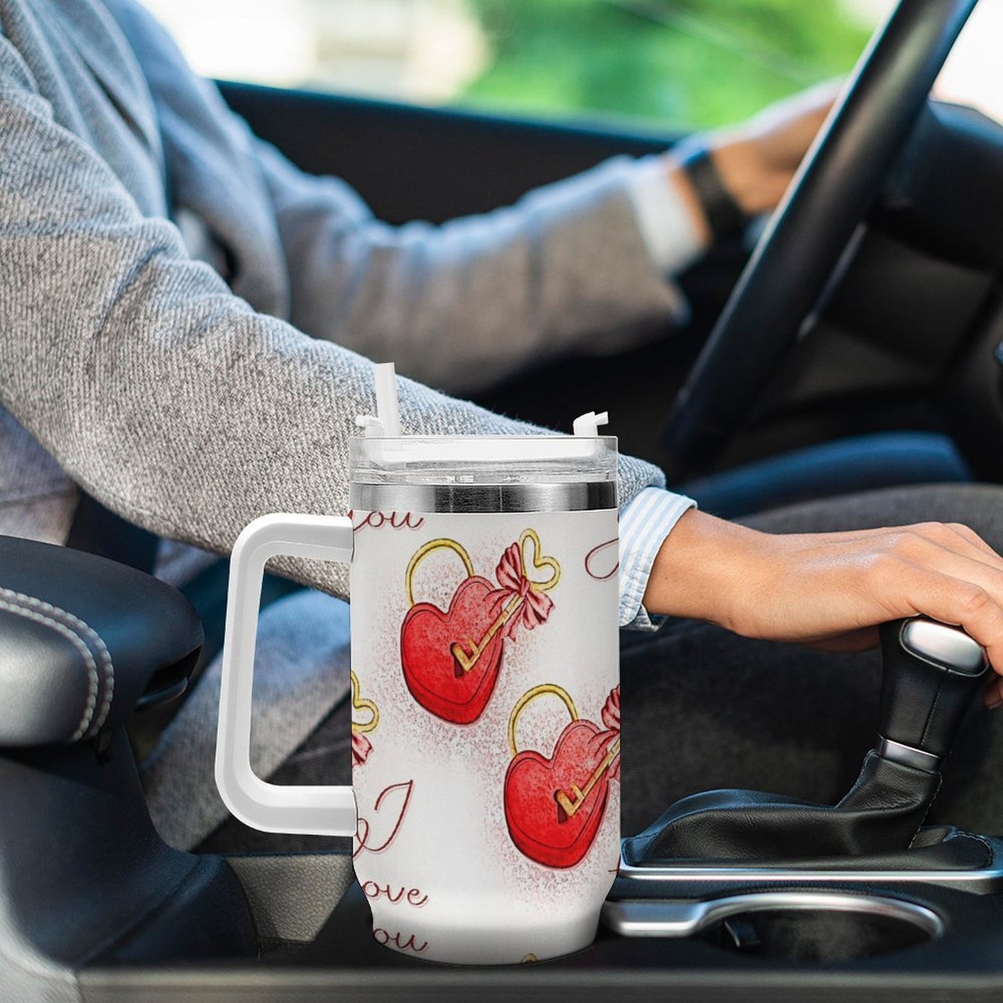 PHDT00525 POD US Local Tumbler 40oz Large Capacity Car Cup Love, Shrink, Key, Love