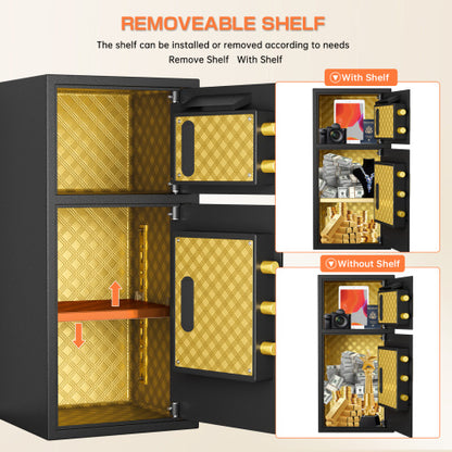 US Local Large Double-door Coin-operated Safe,Digital Security Safe With Fireproof And Waterproof Bag,6.0 Cubic Feet Safe Box With Hidden Code Function For Home,Office And Hotel