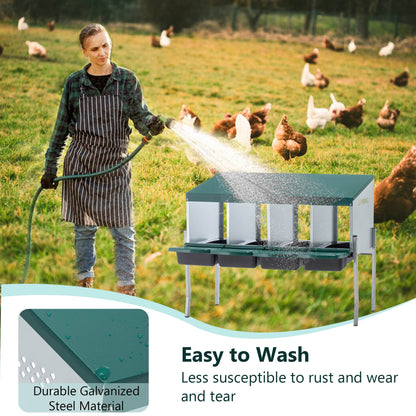 US Local 4-Hole Chicken Nest, With Legs And Cover To Protect Eggs,Green