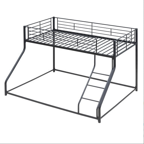 US Local Metal Floor Bunk Bed, Twin XL Over Queen, Black