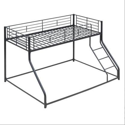 US Local Metal Floor Bunk Bed, Twin XL Over Queen, Black