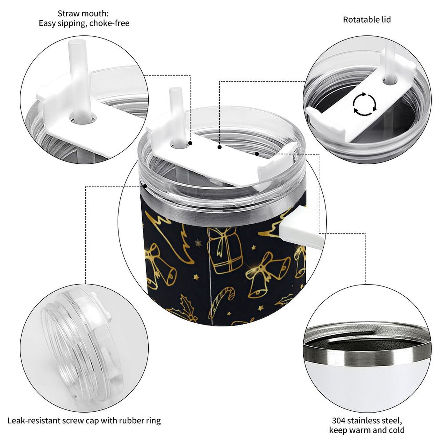 PHDT00290 POD US Local Tumbler 40 oz Large Capacity Car Cup Christmas Gift Golden