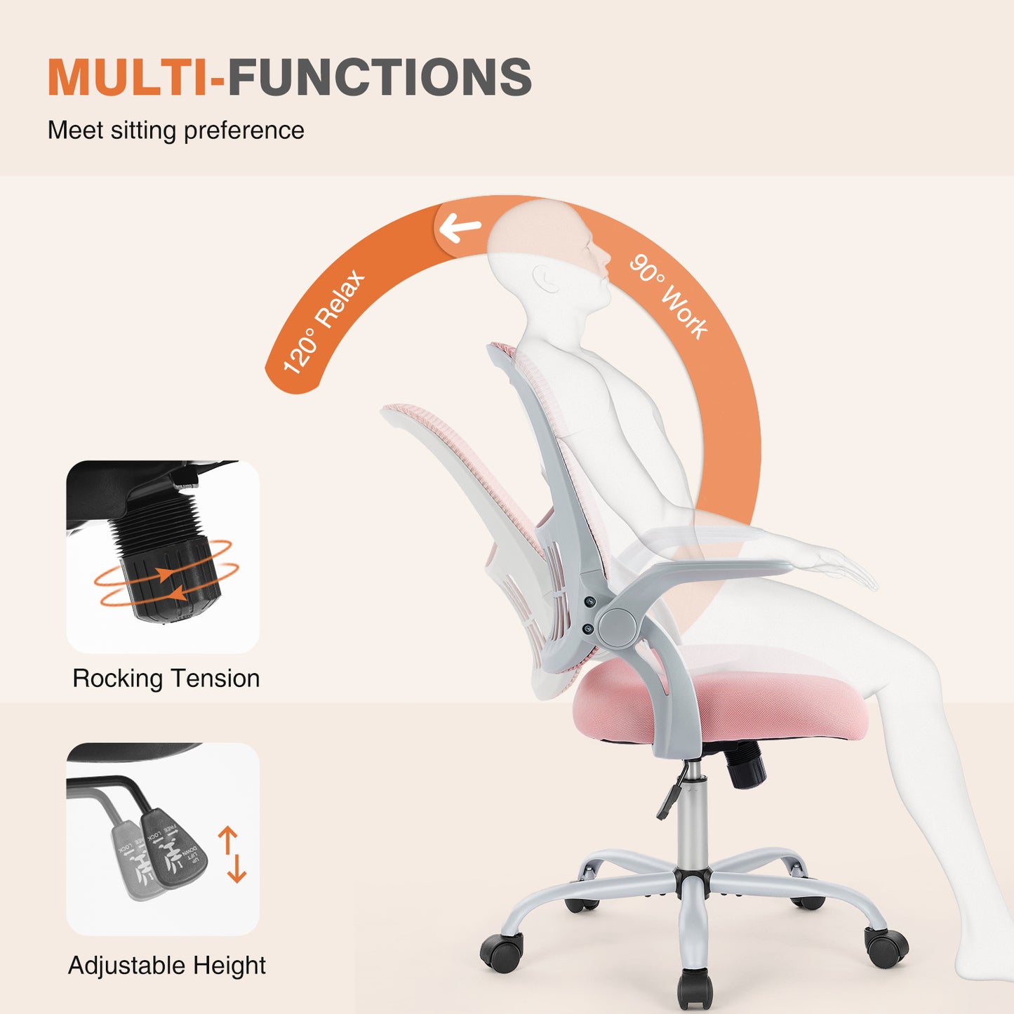 US Local Tall Office Chair For Standing Desk With Adjustable Foot Ring,Counter Height Office Chairs