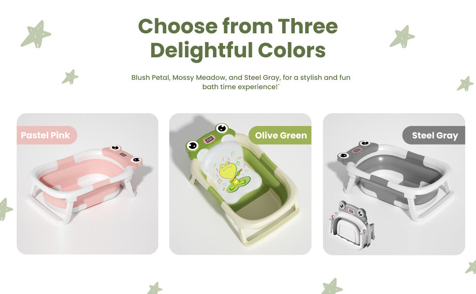 US Local Collapsible Baby Bathtub , Foldable Baby Bath Tub With Soft Floating Cushion & Thermometer , Collapsible Portable Travel Baby Bath Tub With NoSlip Feets, Gray