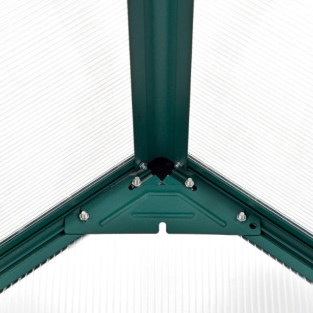 UK Local Outsunny 6x8 FT Polycarbonate Greenhouse With Base And Raised Bed, Walk-in Greenhouse With Aluminium Frame, Temperature Controlled Window, Foundation For Plants, Flowers, Vegetable