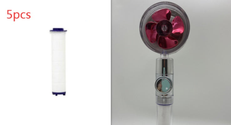 US Local Shower Head Water Saving Flow 360 Degrees Rotating With Small Fan ABS Rain High Pressure Spray Nozzle Bathroom Accessories