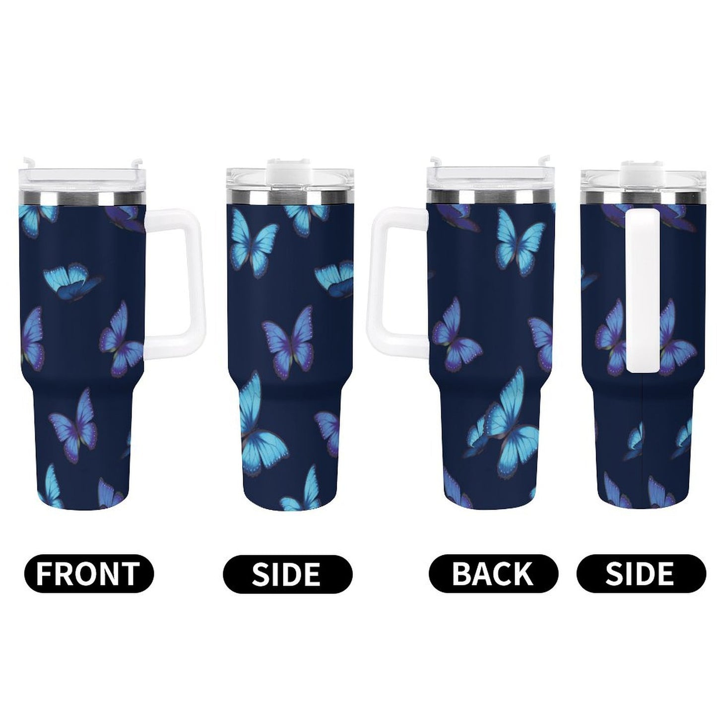 PHDT00505 POD US Local Tumbler 40oz Large Capacity Car Cup Blue Morpho Butterfly