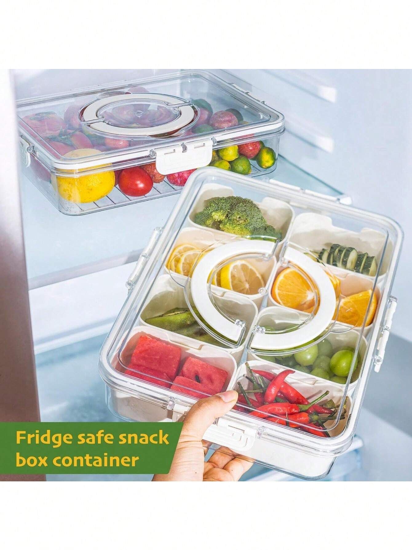 US Local Divided Snack Box With Lid Clear Food Storage Container With Colorful Compartments  Reusable Bento Organizer For Snacks Fruits Nuts And Meal Prep