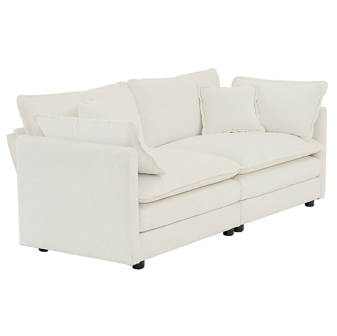 US Local Modern Fabric Double Sofa With 4 Pillows