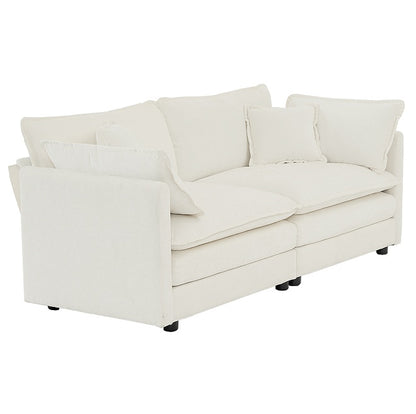US Local Modern Fabric Double Sofa With 4 Pillows