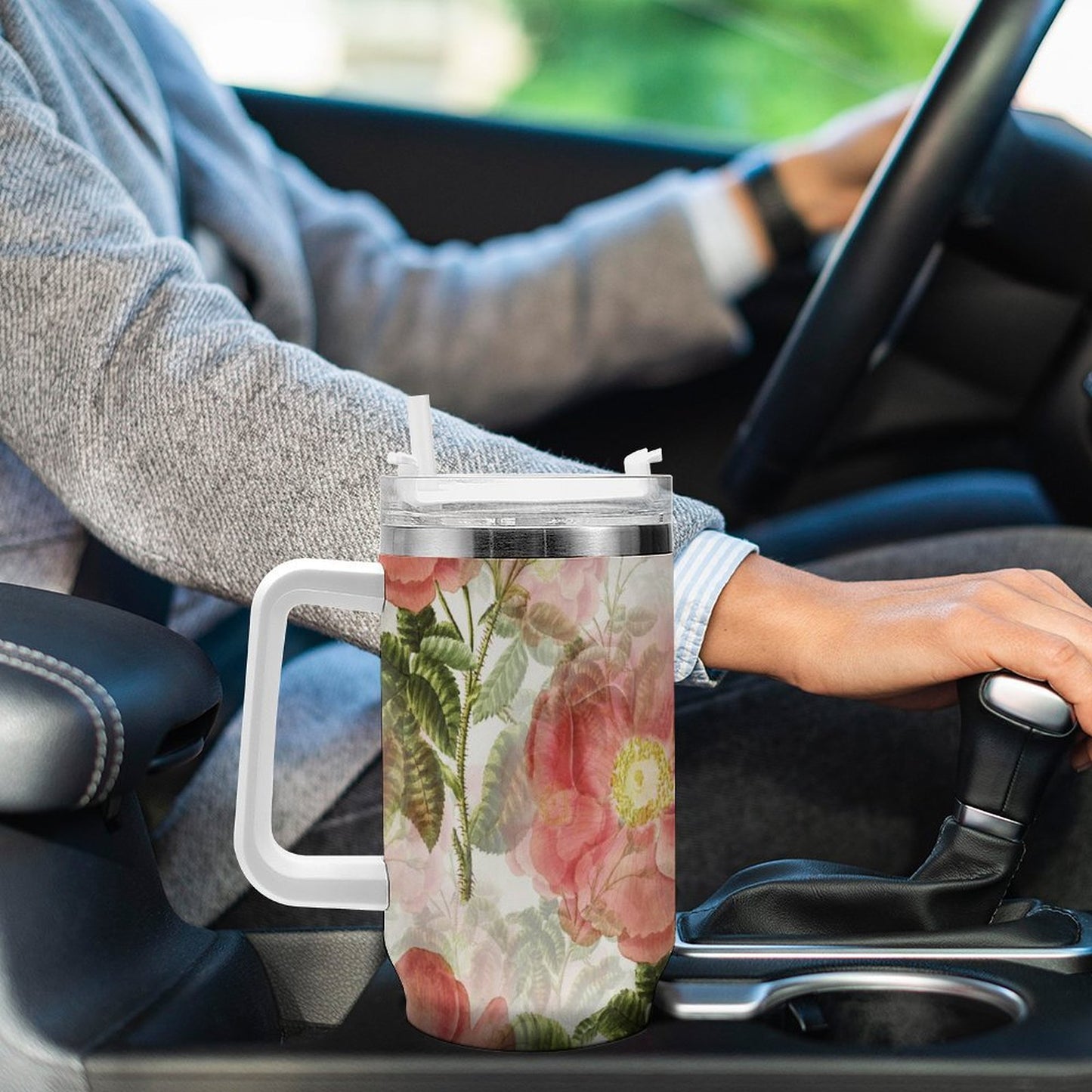 POD US Local Tumbler 40 oz Large Capacity Car Cup Flower