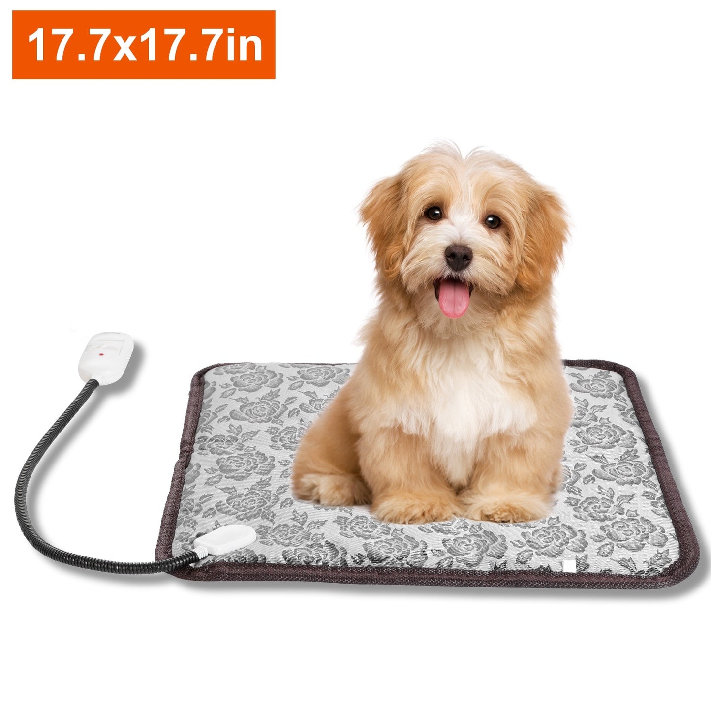 US Local 1 Pc Pet Heating Pad Dog Cat Electric Heating Mat Waterproof Adjustable Warming Blanket With Chew Resistant Steel Cord Case