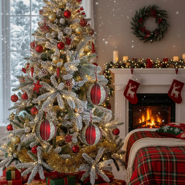 US Local 4 PCS Set  Christmas Glass Ball Ornaments Holiday Tree Hanging Decorations Party Decor Supplies FBA Shipment