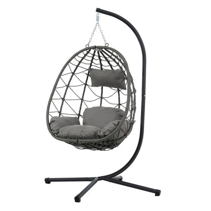 US Local Indoor And Outdoor Swing Chair With Stand, Patio Wicker Hanging Egg Chair, Hanging Basket Chair Suitable For Bedroom, Living Room And Balcony