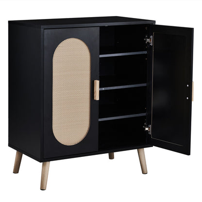 US Local 2-door Standing Cabinet Type With High Foot Oval Rattan Shoe Cabinet