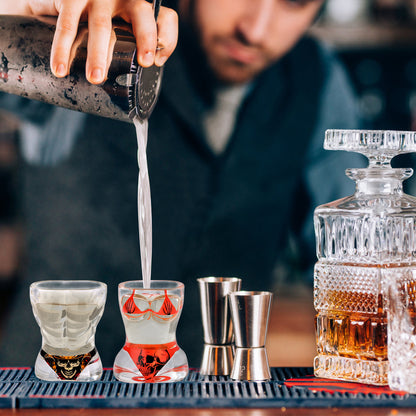 US Local 2 Pieces, Black Muscle Men's And Red Bikini Skull Style Glass Small Wine Glasses Bar Tools Christmas Gift, Halloween Gift, Birthday Gift, Company Party Gift, Universal Gift