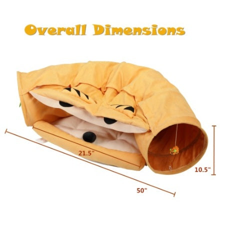US Local Cat's Telescopic Tunnel Cushioned Bed Pet Nest Teasing Balls Zipper Connection Feline Supplies