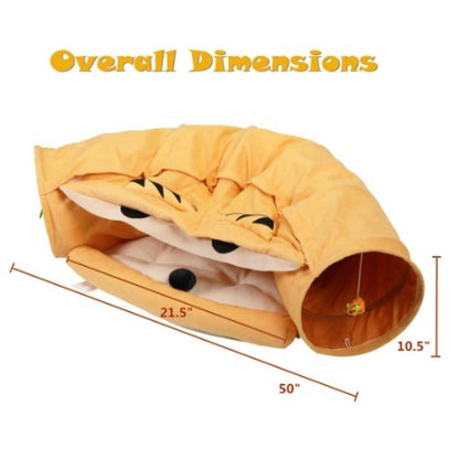 US Local Cat's Telescopic Tunnel Cushioned Bed Pet Nest Teasing Balls Zipper Connection Feline Supplies
