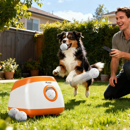 US Local Automatic Dog Ball Launcher with 26-79 FT Distance, Automatic Ball Launcher for Medium and Large Dogs, Orange