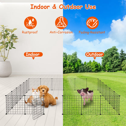 US Local 1Pc Small Animal Playpen With Door Dog Metal Playpen Small Medium Kitten Puppy Guinea Pig Rabbit Kennel Small Animal Cage Metal Wire Fence For Indoor Outdoor Yard Camping
