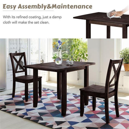 US Local 3-piece Wooden Folding Breakfast Corner Dining Table Set
