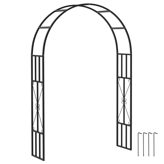 US Local 7.3ft Steel Garden Arch Trellis, Garden Arbor Trellis For Climbing Plants Roses Wisteria Vines, Flower Arch Wedding Arch Stand For Outdoor, Garden, Lawn, Backyard, Black