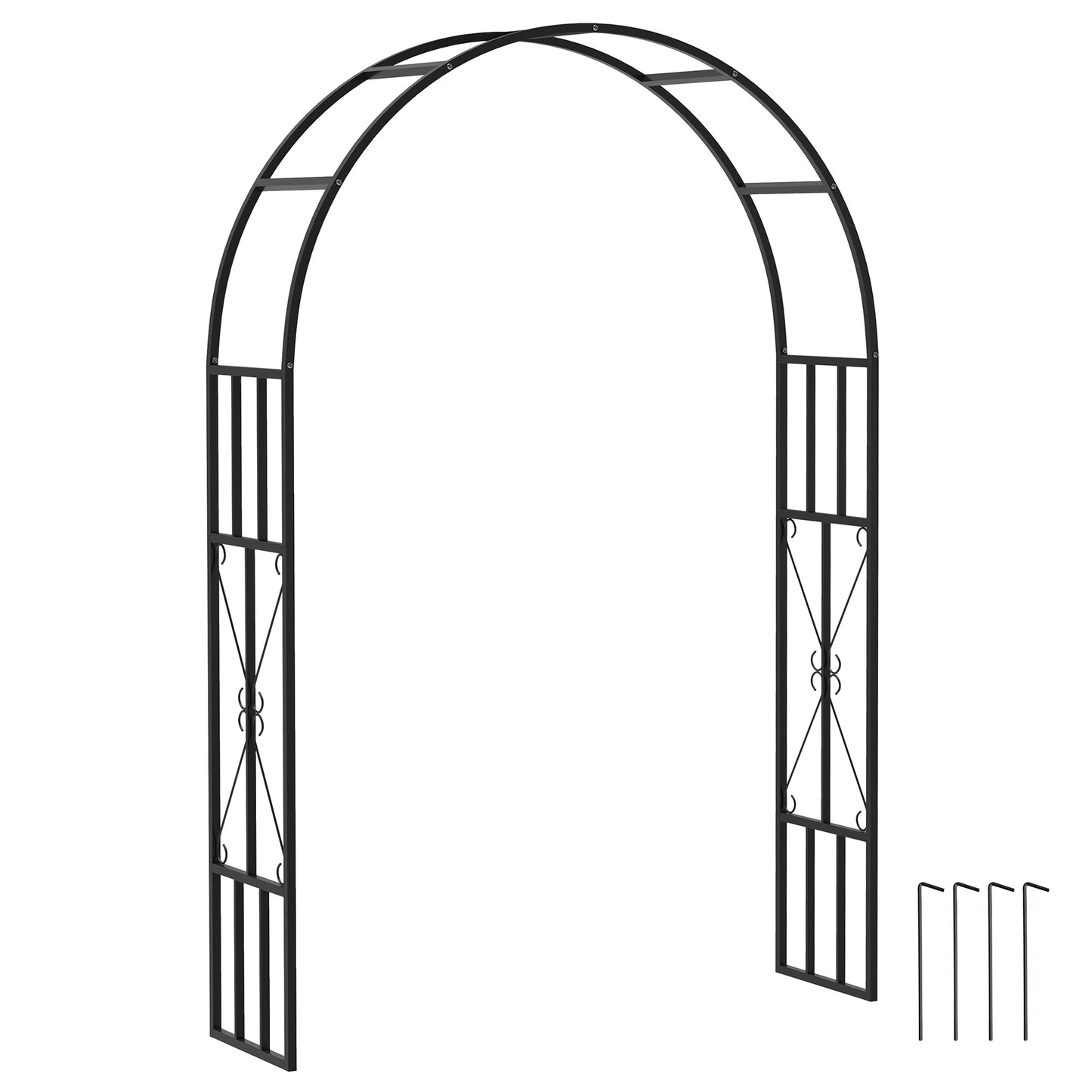 US Local 7.3ft Steel Garden Arch Trellis, Garden Arbor Trellis For Climbing Plants Roses Wisteria Vines, Flower Arch Wedding Arch Stand For Outdoor, Garden, Lawn, Backyard, Black
