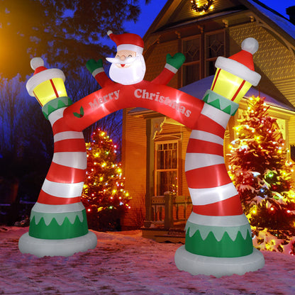 US Local 8.9ft Christmas Arch, 7 LED Lights, Drawstring Pockets, Christmas Inflatable Arch