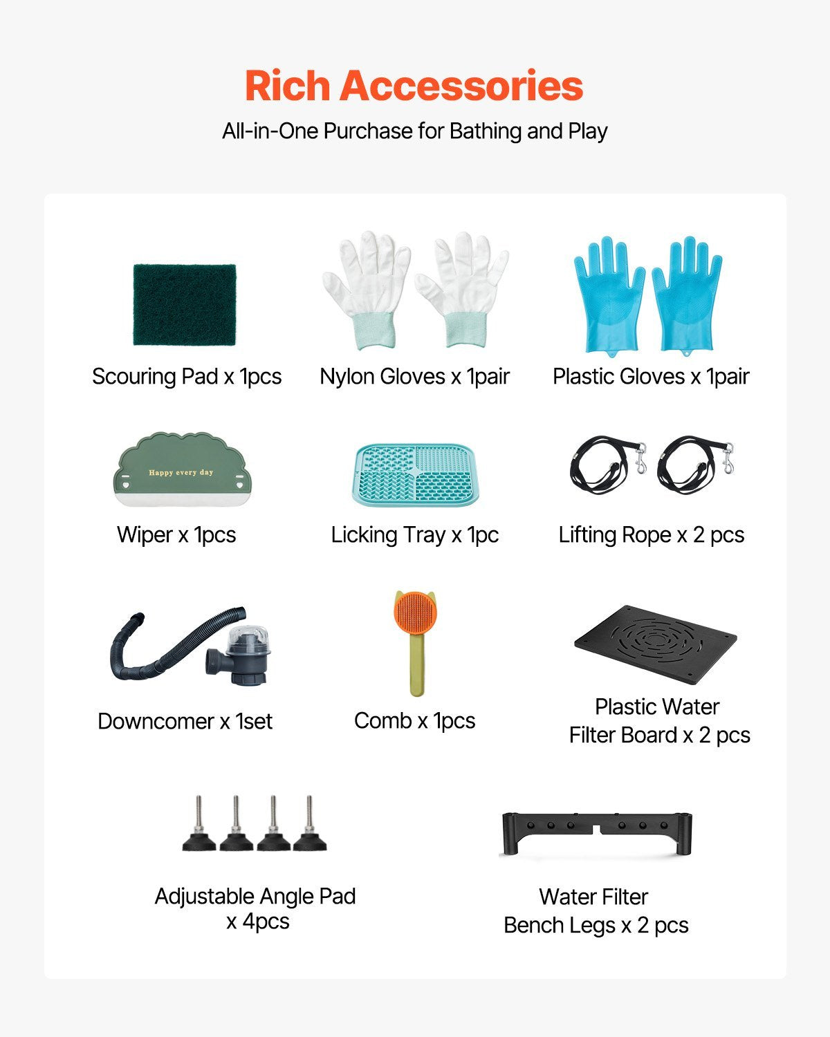 US Local 61 Inch Dog Grooming Bath Tub Stainless Steel W Ramp Water Filter