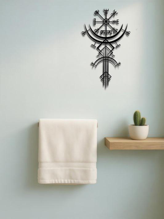 US Local Viking Metal Wall Art,Norse Rune Wall Decor,Medieval Mythology Iron Hanging