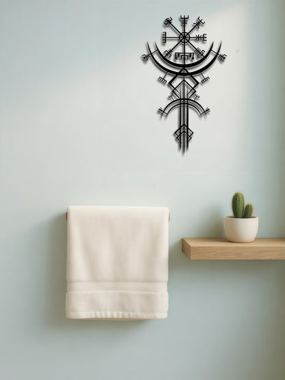 US Local Viking Metal Wall Art,Norse Rune Wall Decor,Medieval Mythology Iron Hanging