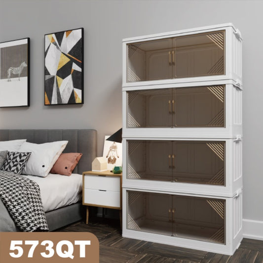 US Local 35.4 Inch Wide Clear Plastic Locker For Closet Organizer Storage, Folding Storage Box