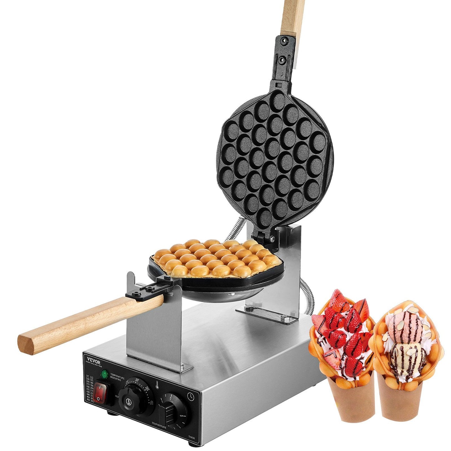 US Local Commercial Bubble Waffle Maker Egg Pancake Baker Machine 1400W Non-Stick