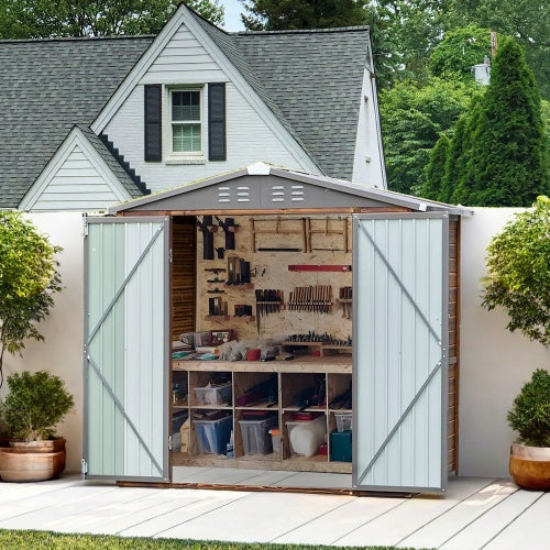 US Local 4x6FT Iron-Wood Combination Tool Shed  A Perfect Blend Of Nature And Functionality